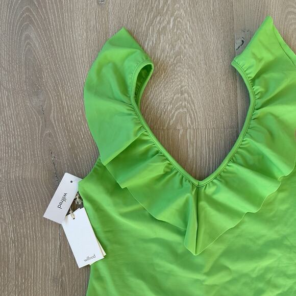 Aritzia Wilfred Danette Neon Ivy Ruffle Swim Bodysuit One Piece Top - Picture 5 of 13